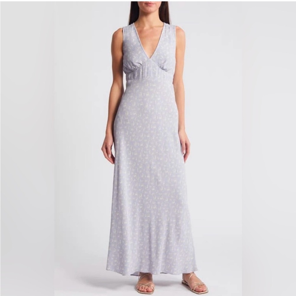 Treasure and Bond Purple and Ivory Little Paris Maxi Dress